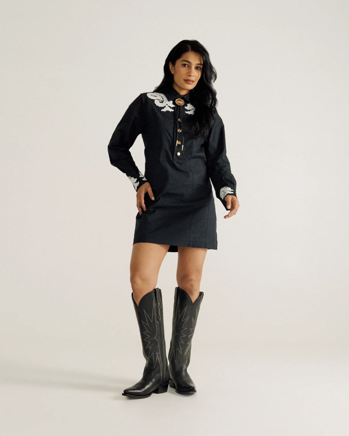 Women's Long Sleeve Applique Mini Dress