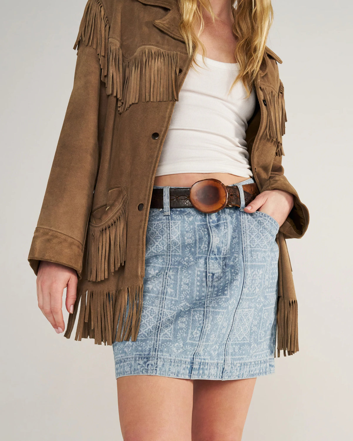 Women's High-Rise Denim Mini Skirt