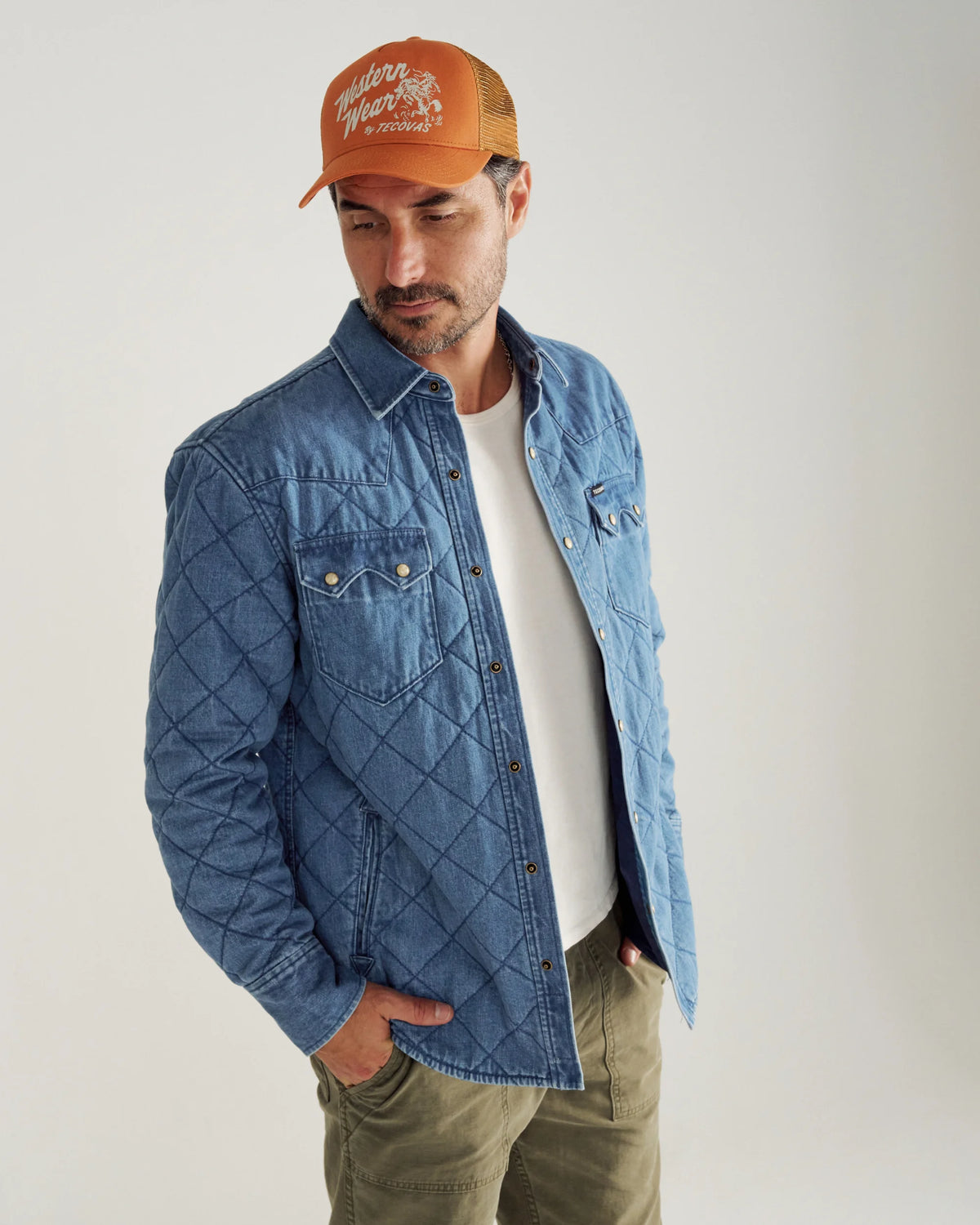 Men's Quilted Denim Shacket