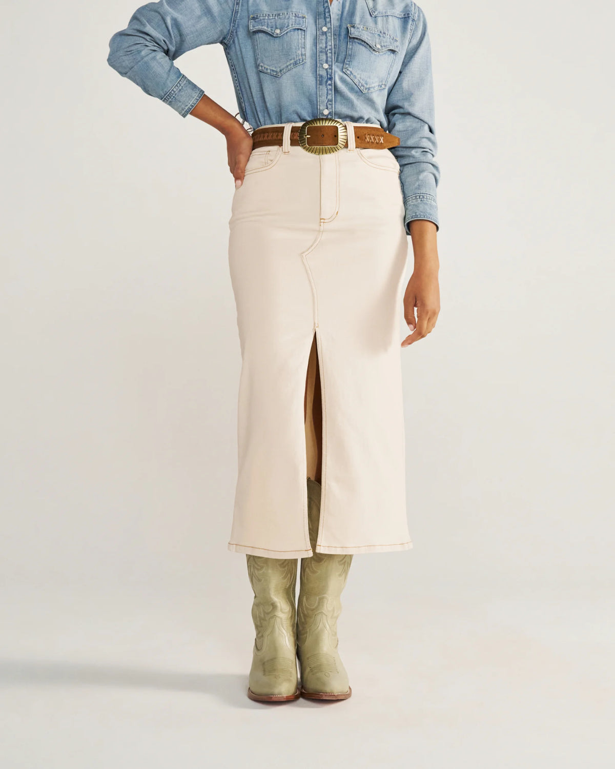 Women's Denim Midi Skirt