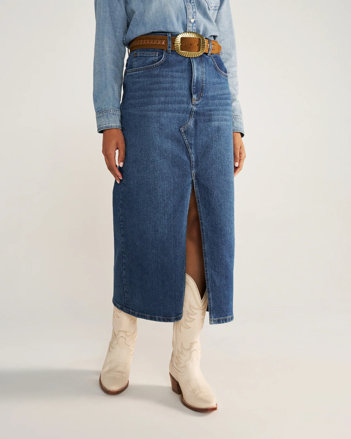 Women's Denim Midi Skirt